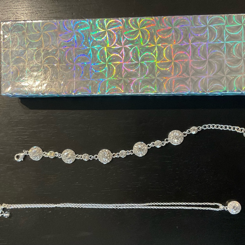Napier Silver Bracelet with Crystal Orbs